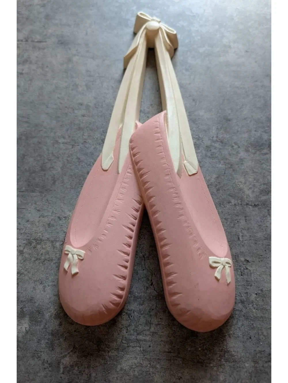 Homco Vintage 1991 Pink 3D Molded Ballerina Slippers Wall Plaque Girls Dancer